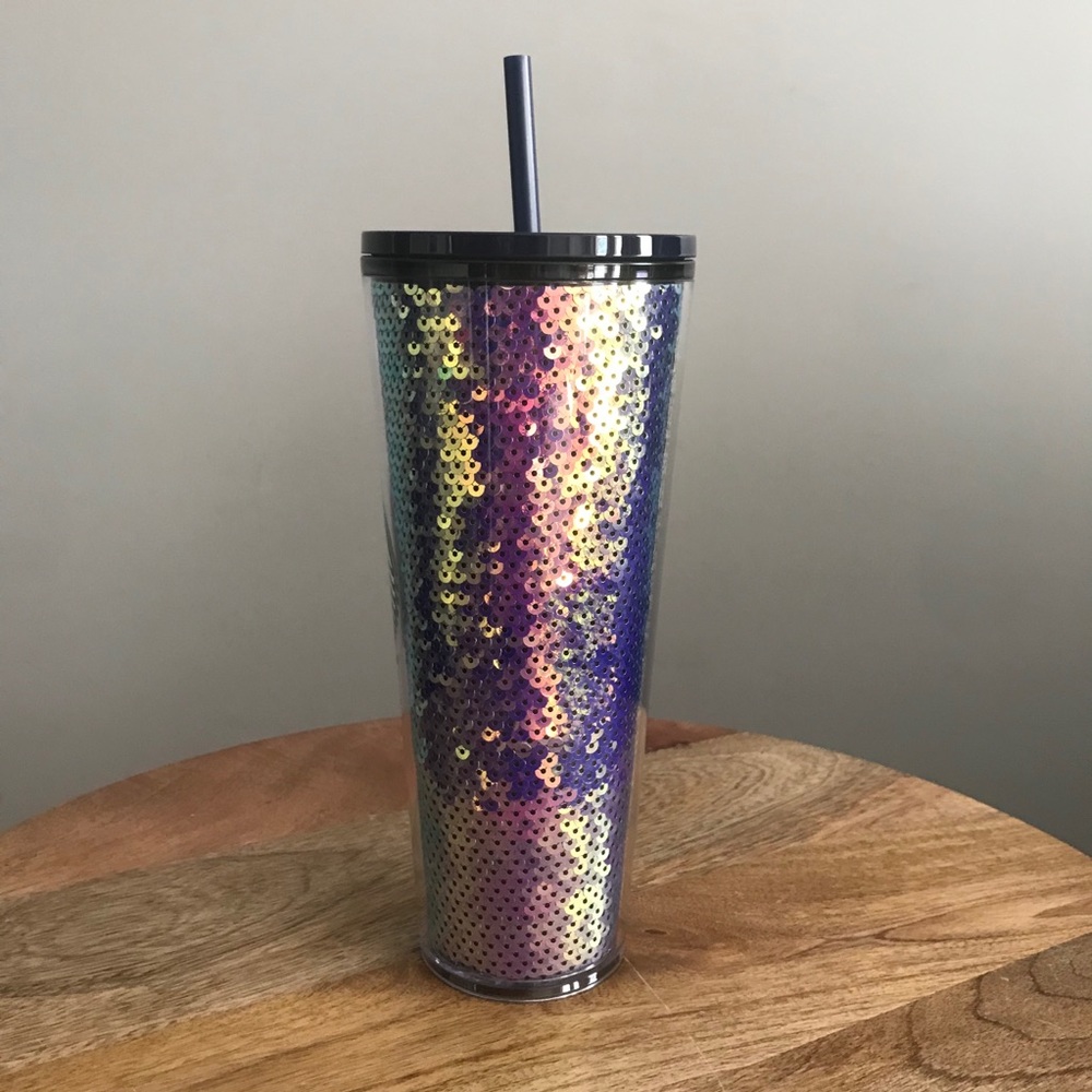 Starbucks Multicolor Sequin Plastic Cold Cup - Picture 2 of 3